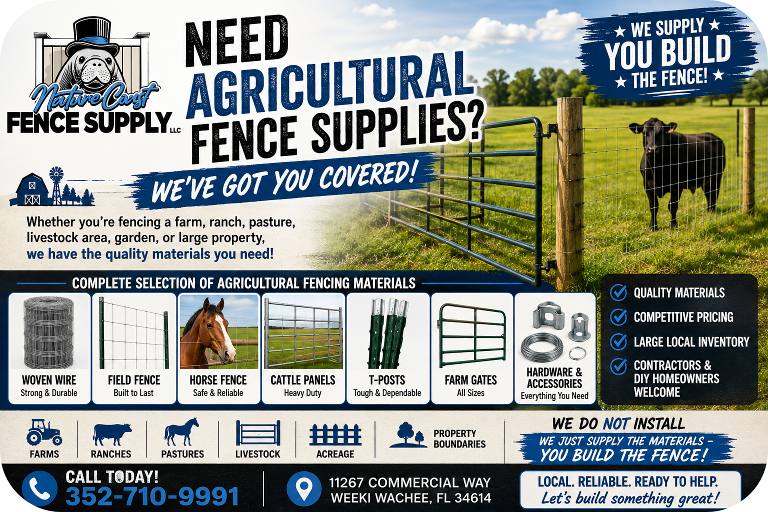 NEED AGRICULTURAL FENCE SUPPLIES